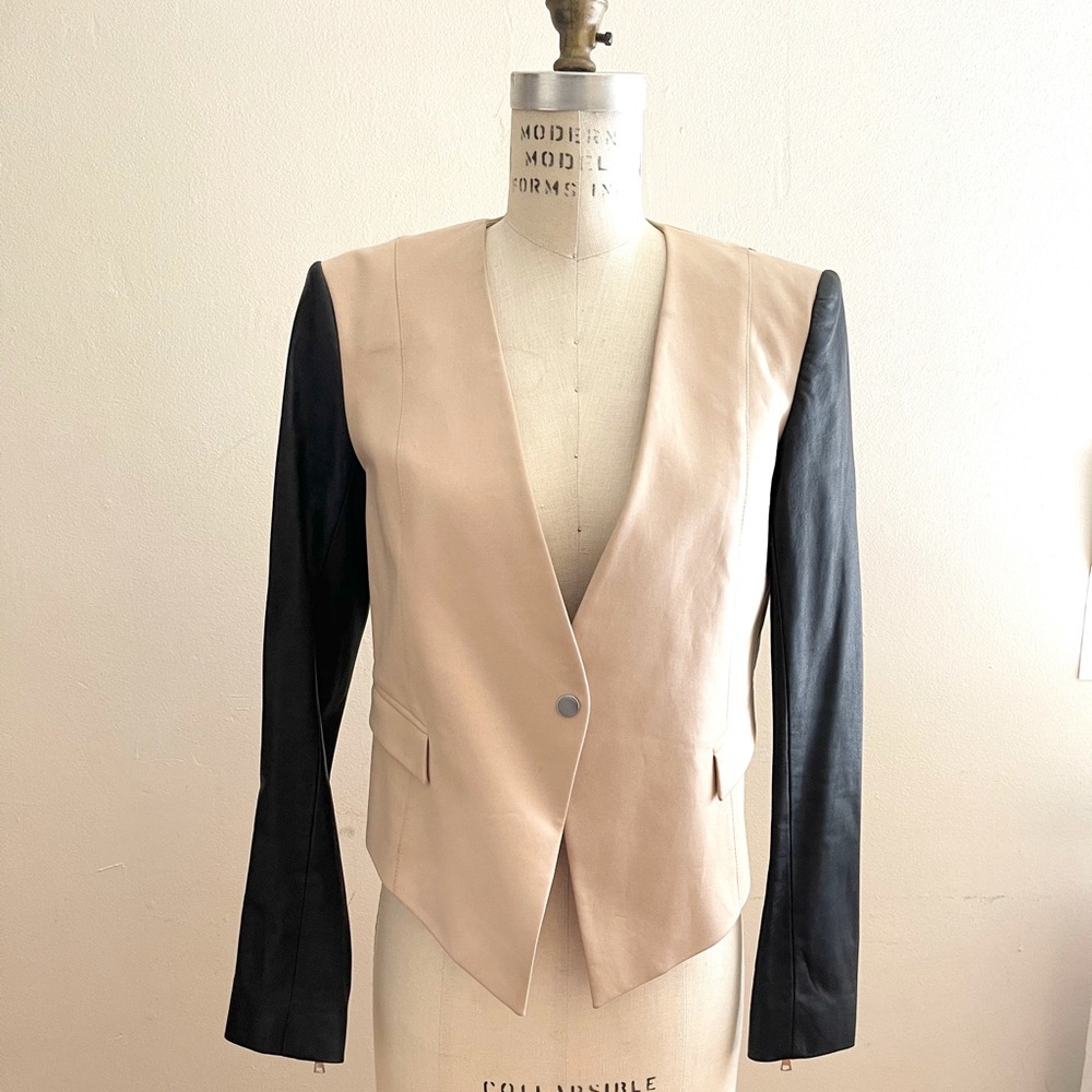 *sale- Robert Rodriguez - Leather sleeve edgy blazer